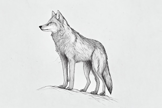 Tekening van wolf in witte achtergrond generatieve ai