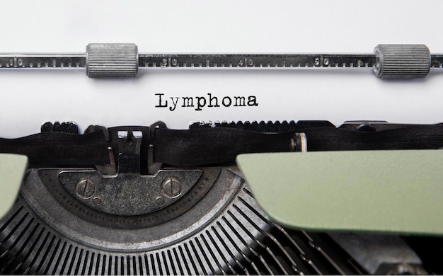 Tekst Lymfoom getypt op retro typemachine