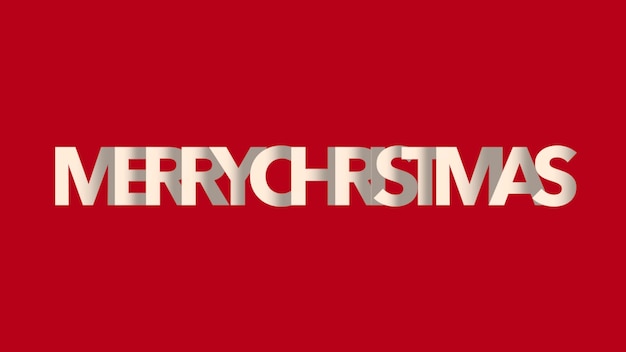 Tekst Merry Christmas op rode mode en minimalisme achtergrond. Elegante en luxe 3d illustratie voor zakelijke en zakelijke sjabloon