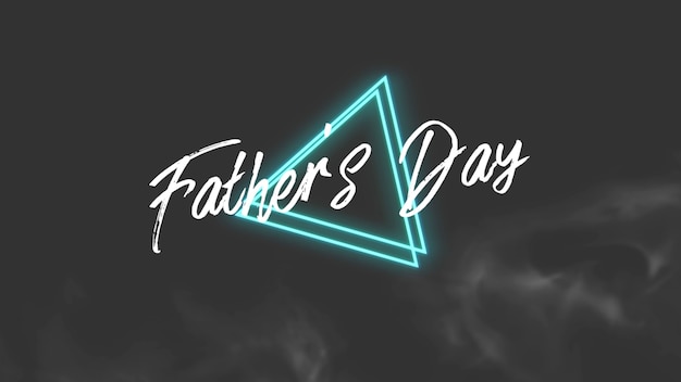 Tekst vaders dag op club en disco achtergrond met neon geometrische driehoek