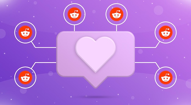 Tekstballon met vergelijkbaar pictogram en reddit-logopictogrammen rond 3d