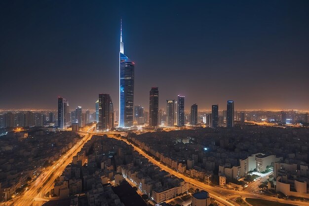 Photo tel aviv skyline at night