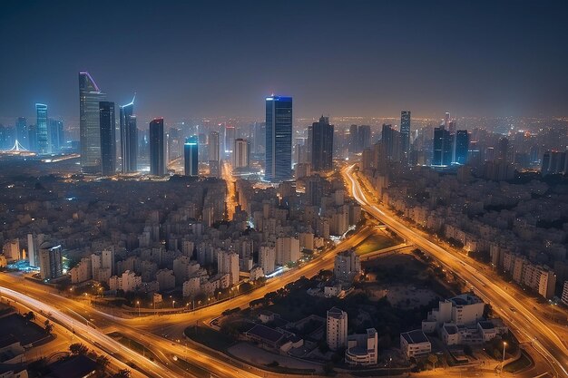 Photo tel aviv skyline at night