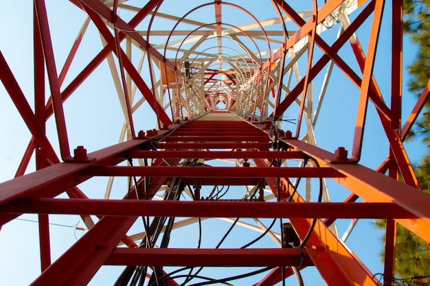 Telecom blue sky background,Phone antenna