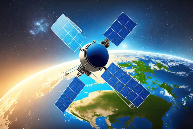 Telecommunicatie hoge snelheid internet ruimte infrastructuur een netwerk van satellieten die wereldwijde