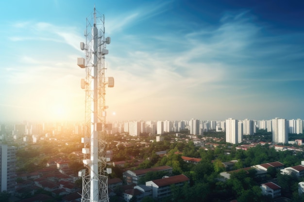 Telecommunicatietoren met antenne voor 5G-cellulaire netwerken