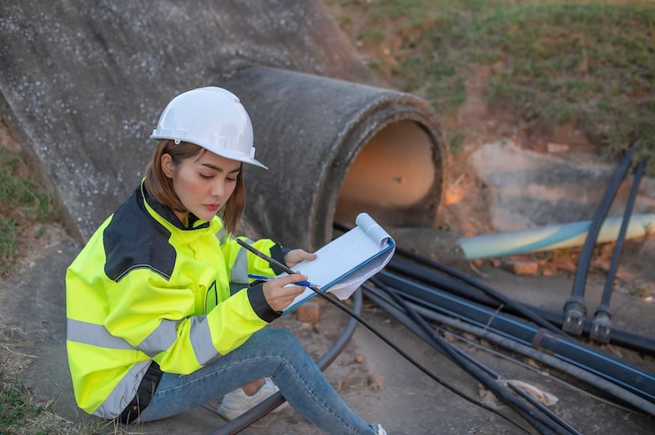 Photo telecommunication engineers work at cell towers for 5g cell phone signalsnetwork tower maintenance technicians