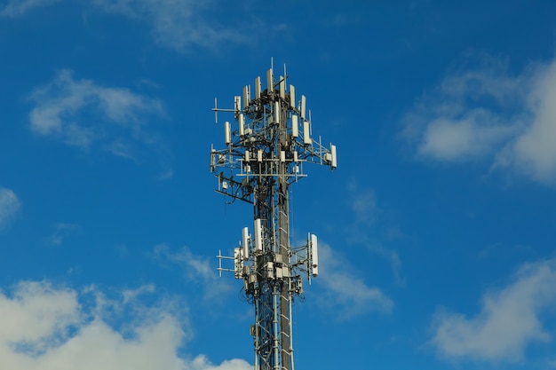 Telecommunication tower on the sky