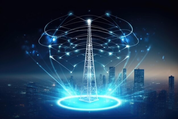 telecommunication tower transmitting abstrast digits signals