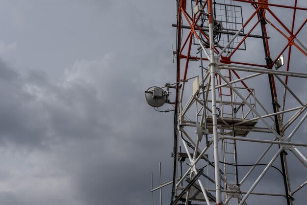 A telecommunication tower with antennas oh