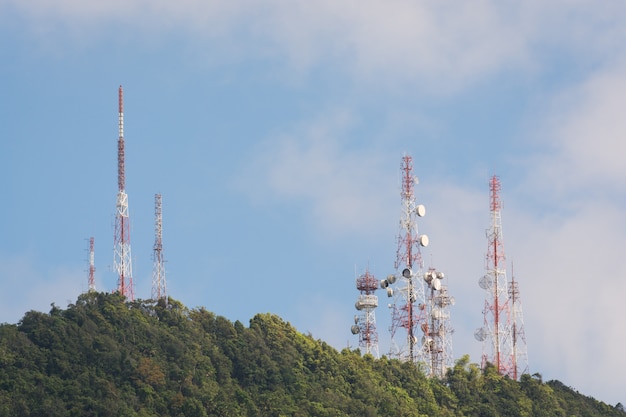 Telecommunication towers with antennas