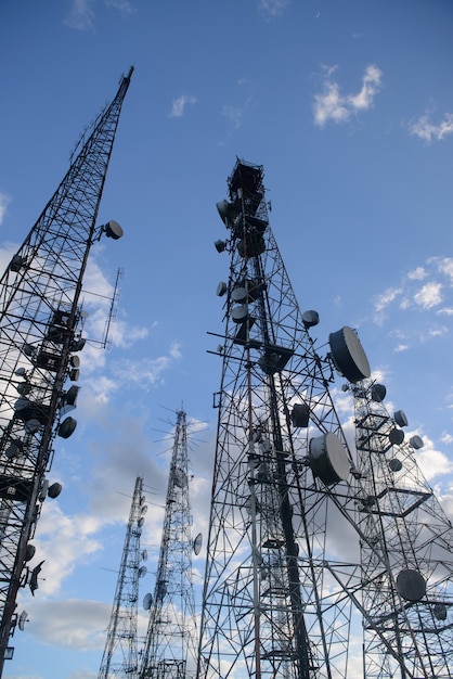 Telecommunications towers with  at the jabre peak in matureia paraiba brazil