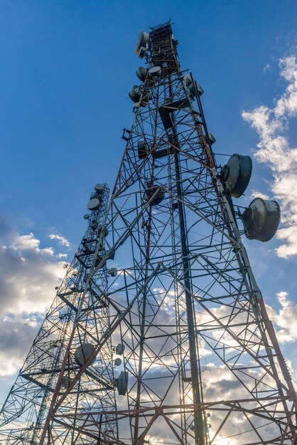 Telecommunications towers with  at the jabre peak in matureia paraiba brazil