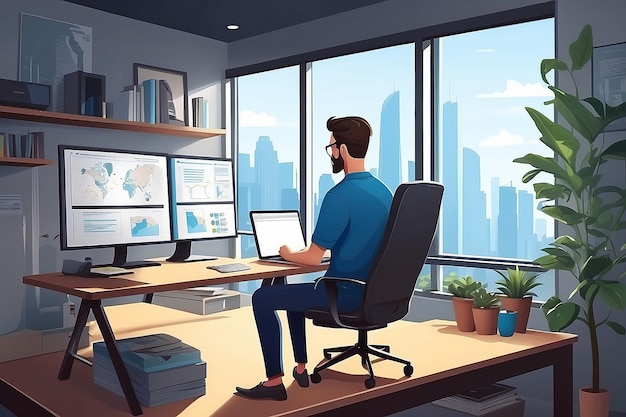 Photo telecommuting concept illustration