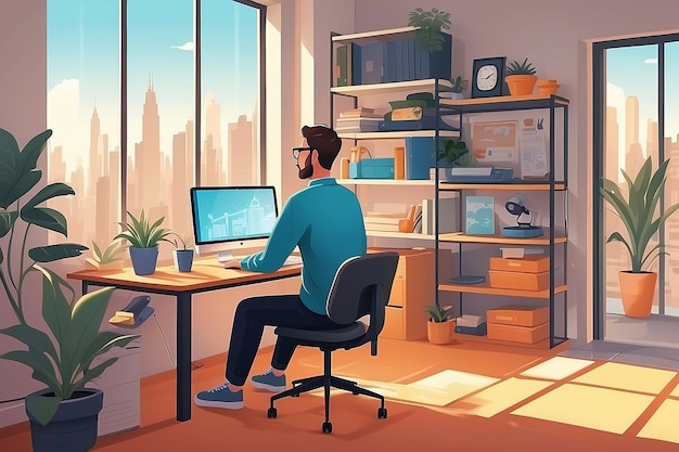 Telecommuting concept illustration