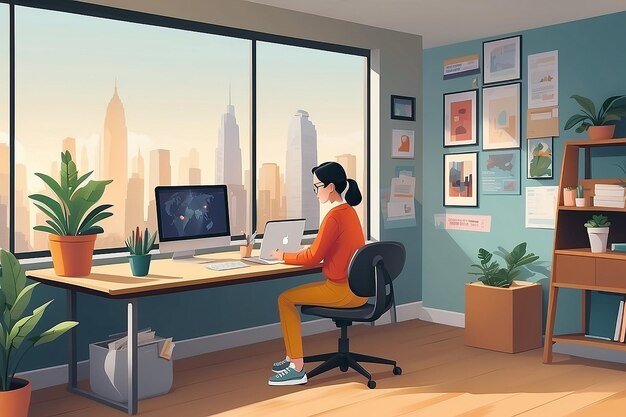 Telecommuting concept illustration