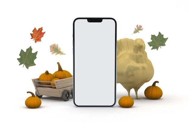 Telefoon 13 Voorkant op achtergrond met Thanksgiving-thema