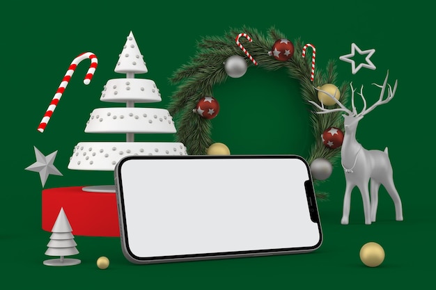 Telefoon linkerkant met achtergrond met kerstthema