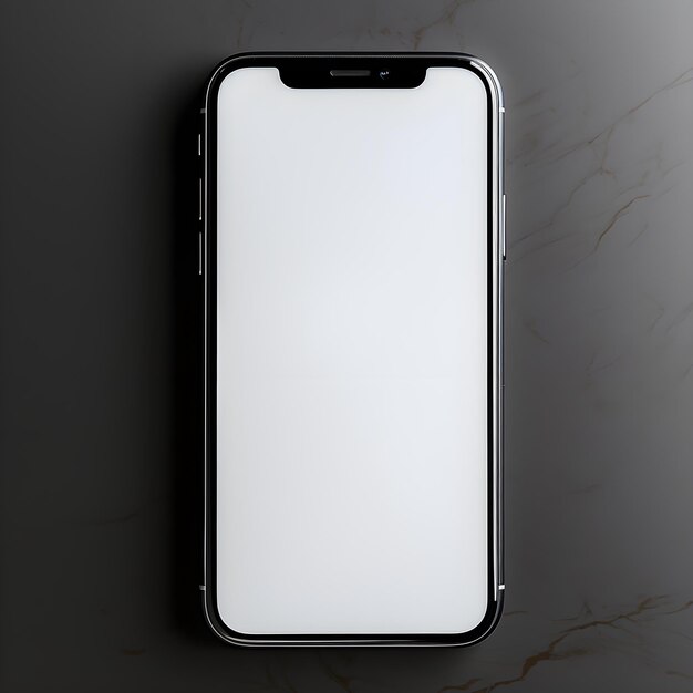 Foto telefoon met een wit scherm op een minimalistische zwarte achtergrond