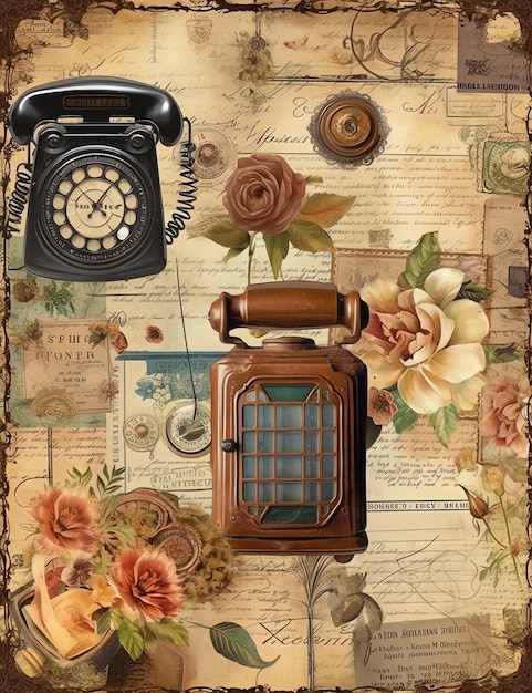 Telefoon oud papier vintage digitaal papier