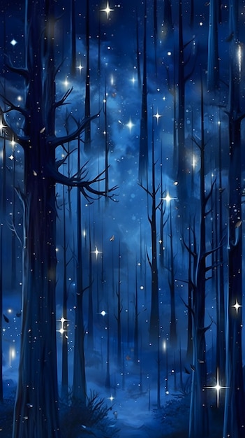 Telefoon Wallpaper Celestial Dreams Nachtelijke blauwe sterrenbeelden
