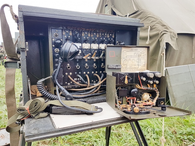 Telegraaf en radio vintage militairen uit de Tweede Wereldoorlog