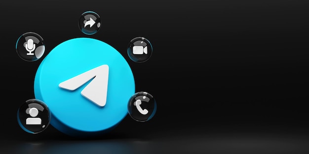 Telegram 3d render applicatie logo achtergrond Telegram social media platform