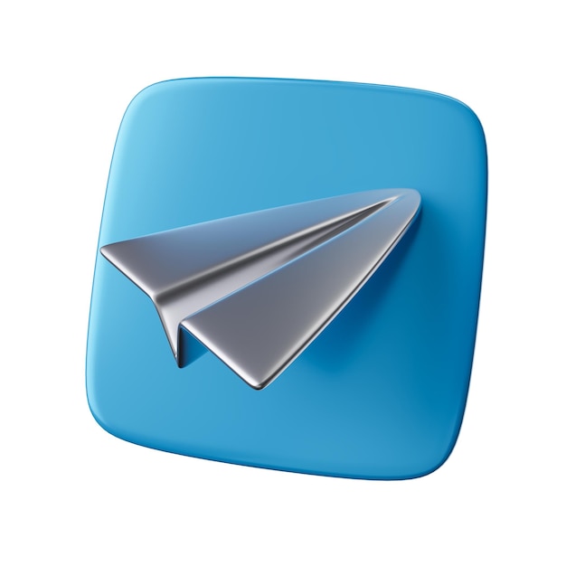 Telegram app pictogram 3D-rendering illustratie op een witte achtergrond