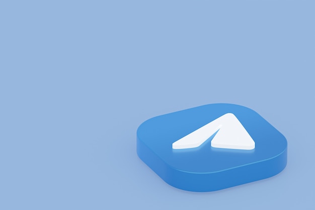 Telegram applicatie logo 3D-rendering op blauwe achtergrond