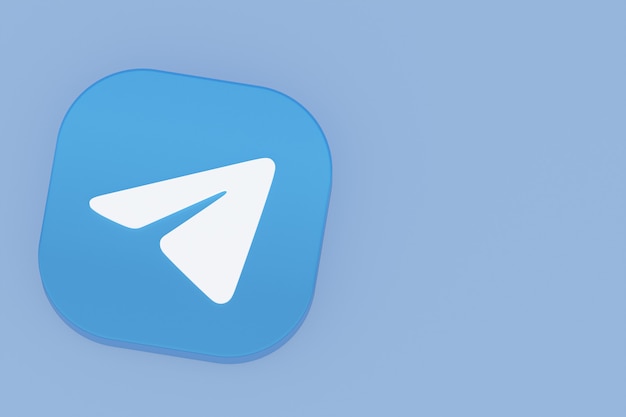 Telegram applicatie logo 3D-rendering op blauwe achtergrond