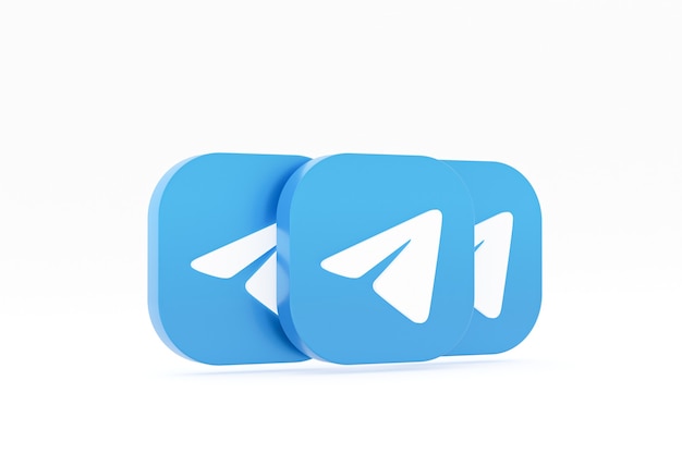 Telegram applicatie logo 3D-rendering op witte achtergrond