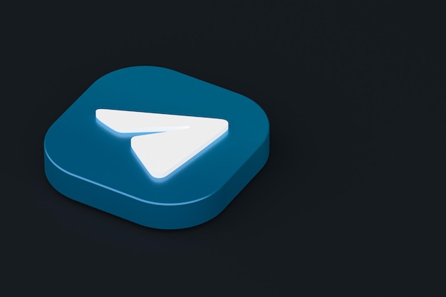 Логотип приложения Telegram 3D-рендеринг на черном фоне