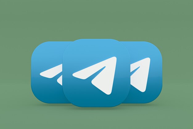 Telegram application logo 3d rendering on green background
