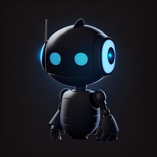 Telegram futuristic ai robot in black background