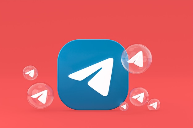 Telegram icon on screen smartphone or mobile phone 3d render