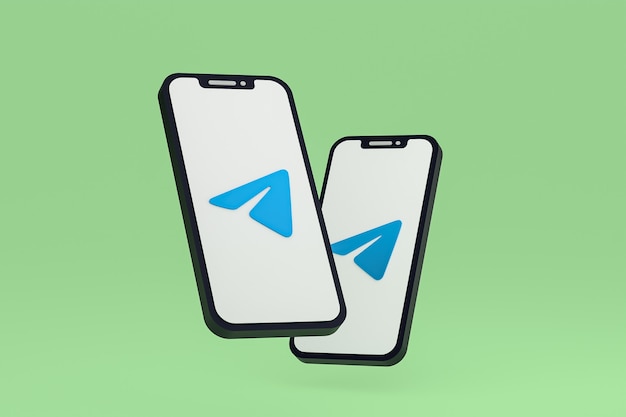 Telegram icon on screen smartphone or mobile phone 3d render