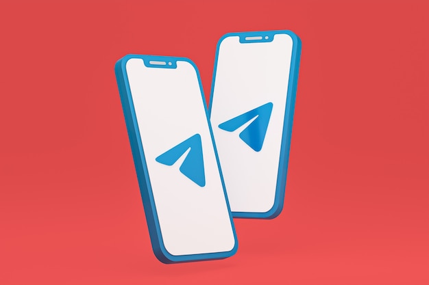 Telegram icon on screen smartphone or mobile phone 3d render