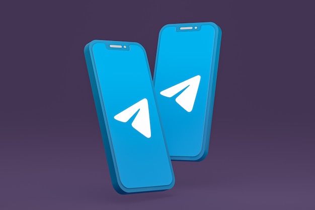Telegram icon on screen smartphone or mobile phone 3d render