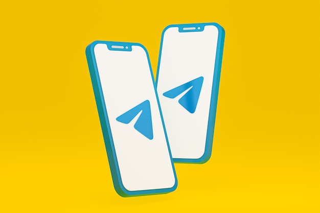 Telegram icon on screen smartphone or mobile phone 3d render