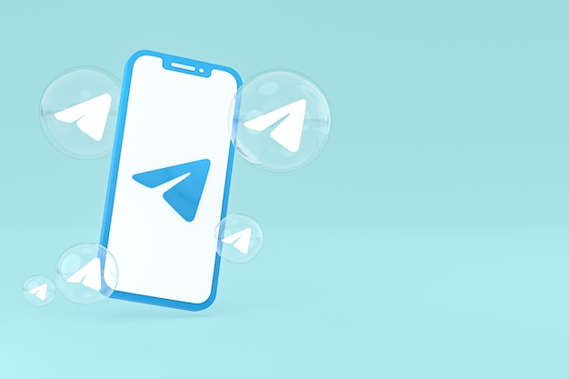 Telegram icon on screen smartphone or mobile phone 3d render