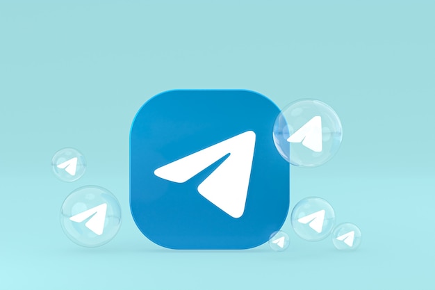 Icona di telegram sullo schermo dello smartphone o del telefono cellulare 3d render