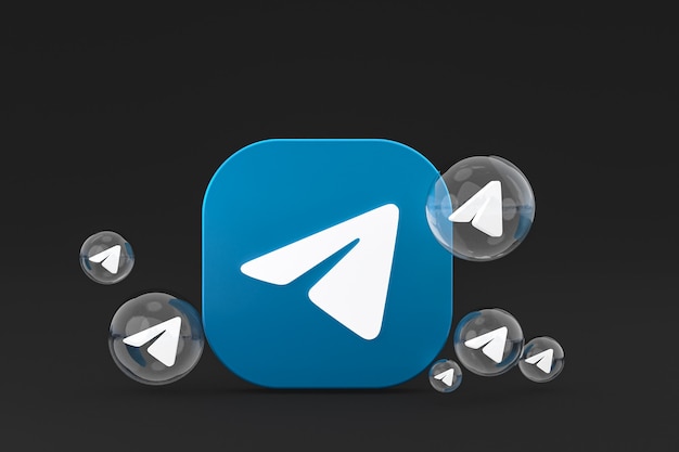 Telegram icon on screen smartphone or mobile phone 3d render