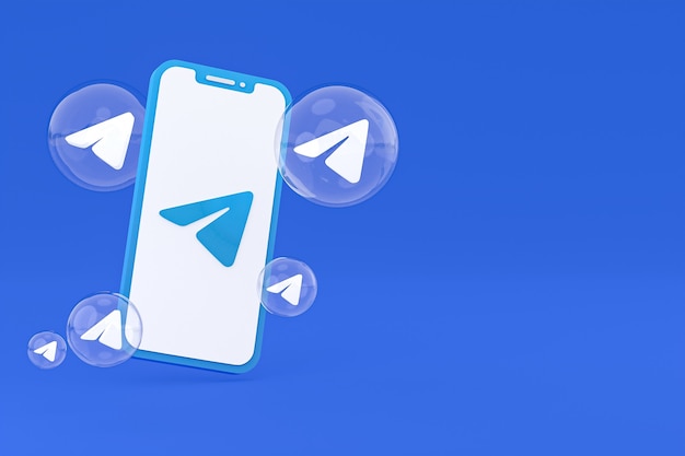 Telegram icon on screen smartphone or mobile phone 3d render