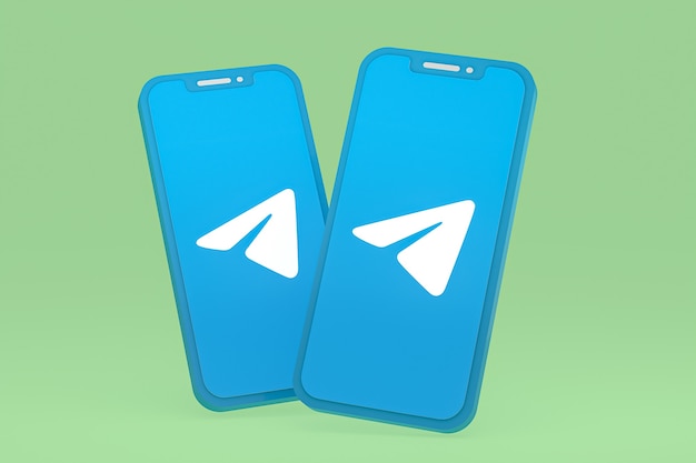 Telegram icon on screen smartphone or mobile phone 3d render