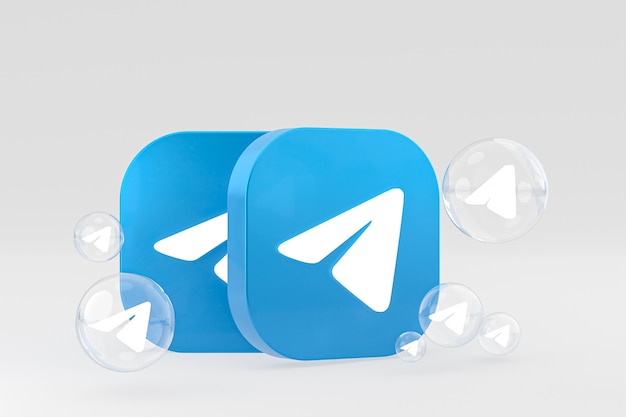 Telegram icon on screen smartphone or mobile phone 3d render