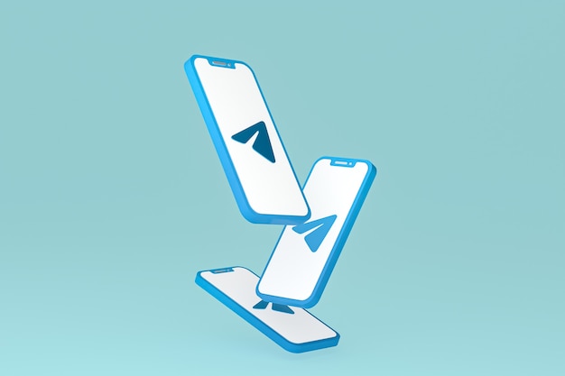 Telegram icon on screen smartphone or mobile phone 3d render