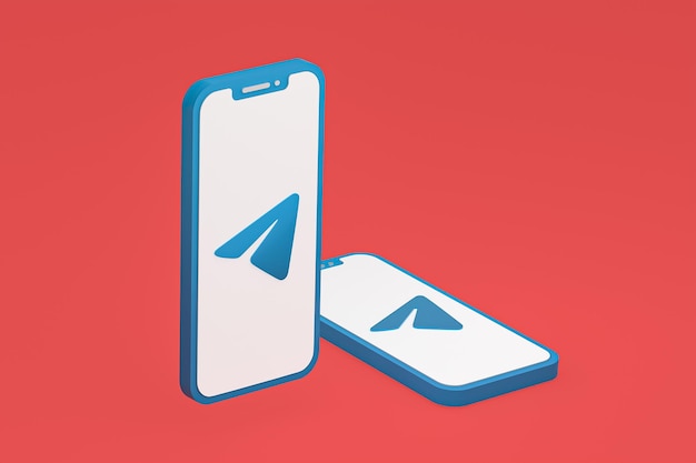 Telegram icon on screen smartphone or mobile phone 3d render