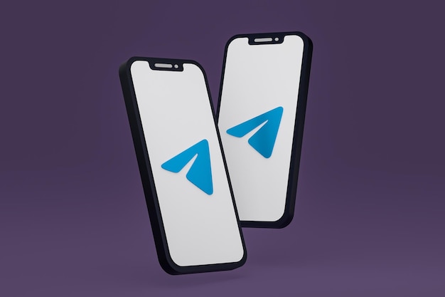 Telegram icon on screen smartphone or mobile phone 3d render