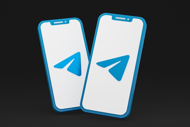 Telegram icon on screen smartphone or mobile phone 3d render