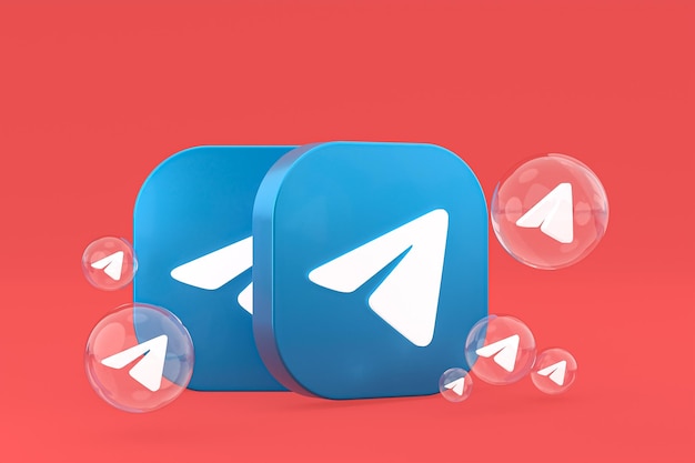 Telegram icon on screen smartphone or mobile phone 3d render